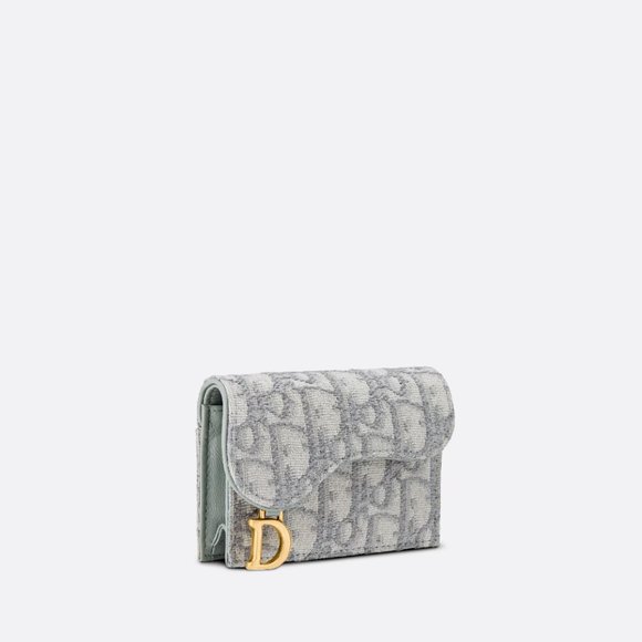 Christian Dior Gray Oblique Jacquard Saddle Flap Wallet - Picture 14 of 15